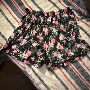 Just Love Black Shorts with Pink Floral Design size S